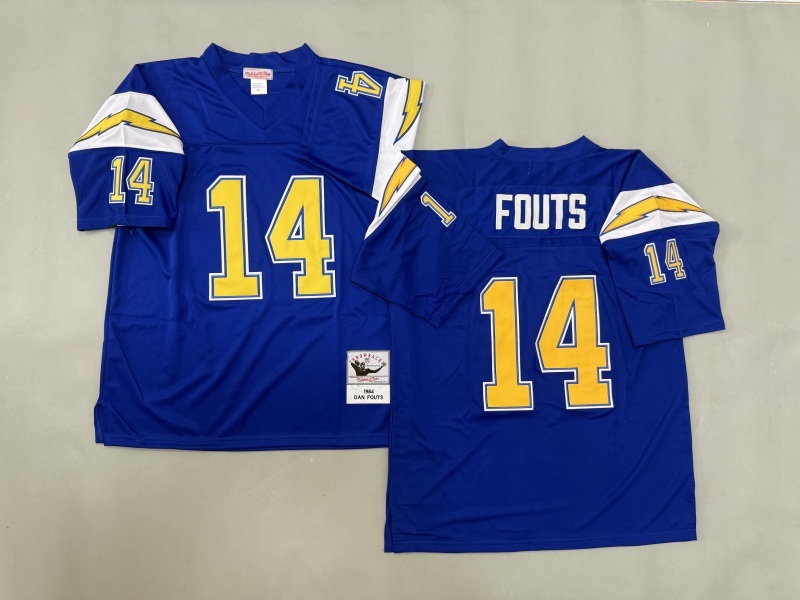 Men 2025 Los Angeles Chargers 14 Fouts blue Throwback Limited NFL Jersey style 001